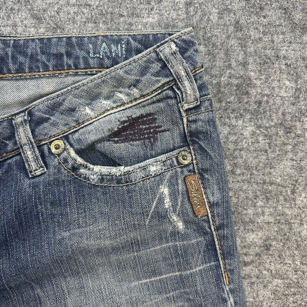 Silver Low Rise Jeans Women 29 Flare Low Rise Distressed Nice Fading 32x30 - Picture 3 of 16